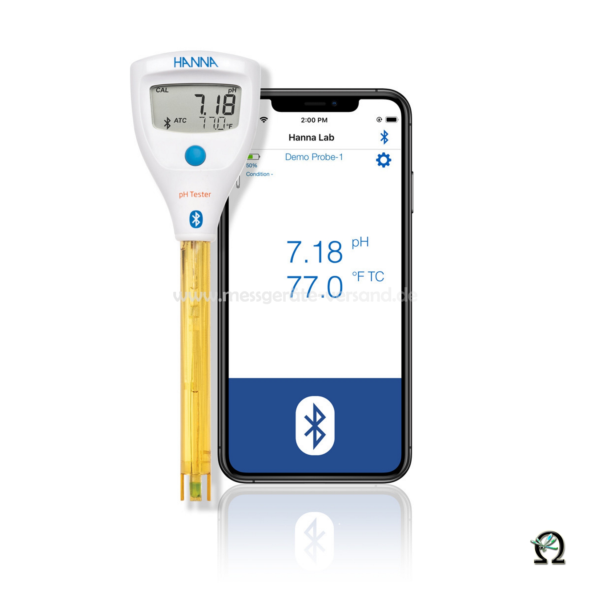 HALO2 Drahtloser pH-Tester HI9810422 für Umwelteinsatz mit Bluetooth, Smartgerät nicht im Lieferumfang enthalten