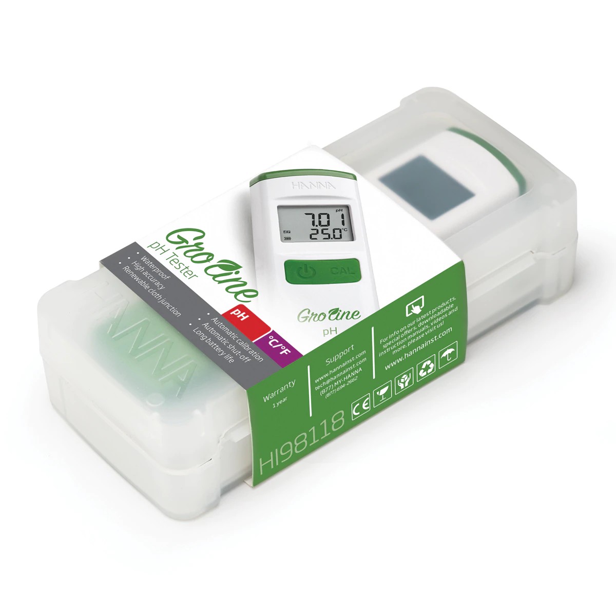 Hanna pH- und Temperatur-Tester GroLine HI98118 in der Verpackung