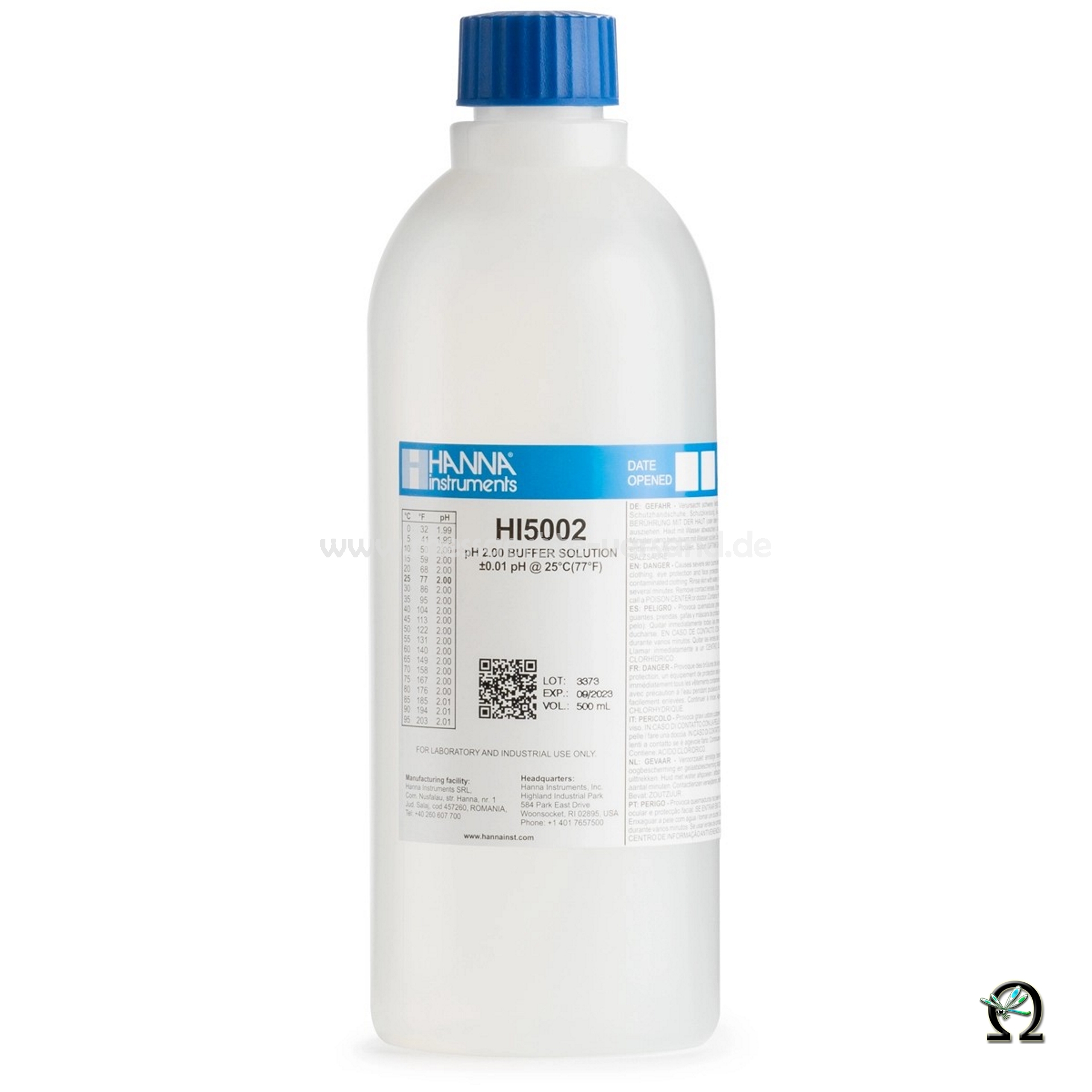 Hanna Pufferlösung HI5002 pH 2,00 in der 1 Liter Flasche