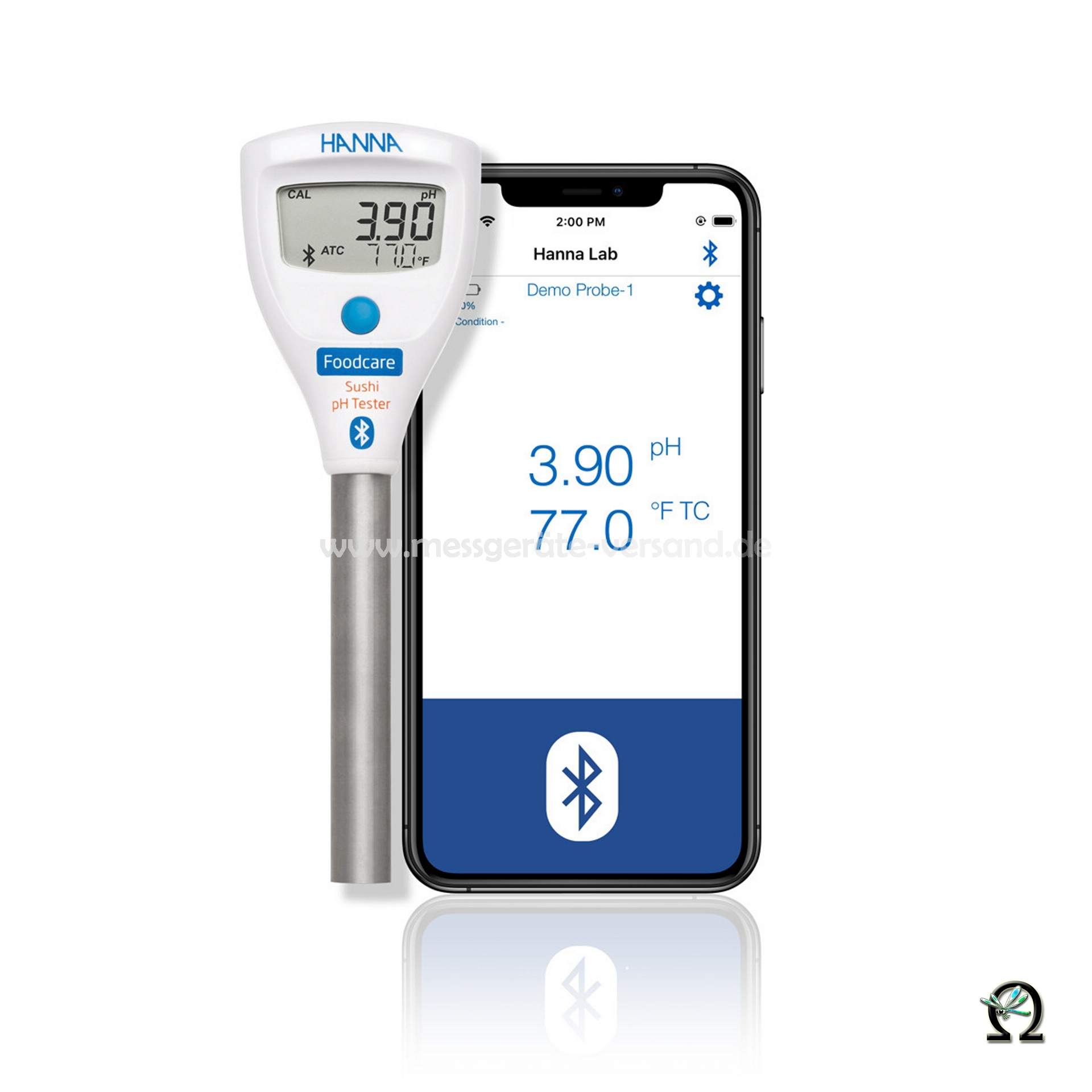 HALO2 Drahtloser pH-Tester HI9810352 für Sushireis mit Bluetooth, Smartgerät nicht im Lieferumfang enthalten