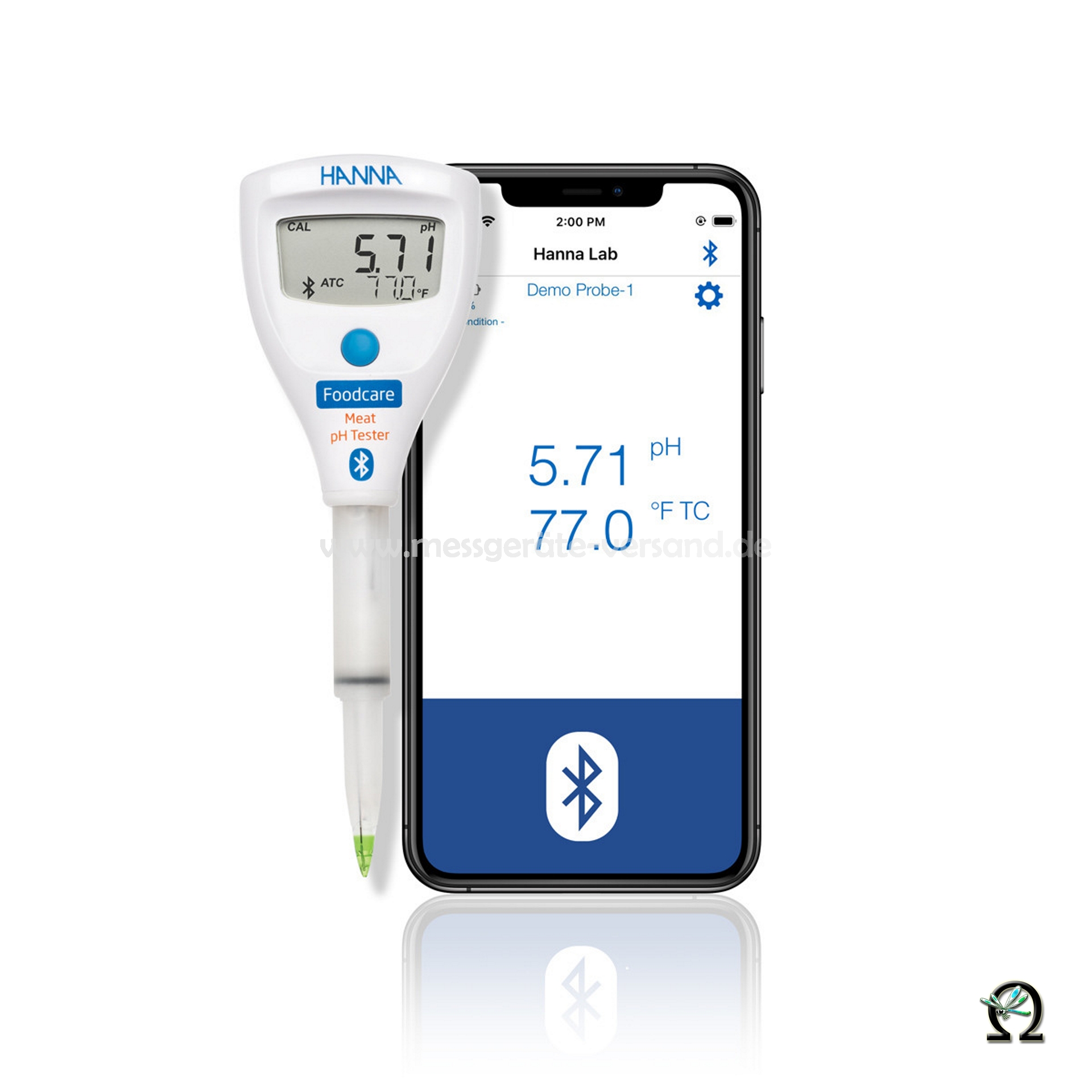 HALO2 Drahtloser pH-Tester HI9810362 für Fleisch mit Bluetooth, Smartgerät nicht im Lieferumfang enthalten