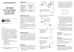 Hanna Checker Disc HI38039 Testkit Eisen niedriger Bereich (0-1,0mg/l) Gebrauchsanleitung englisch als PDF-Datei zum herunterladen und ausdrucken