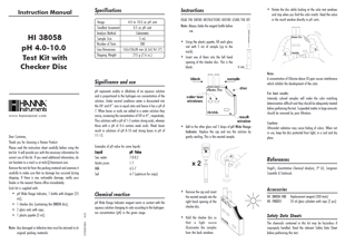 Hanna Checker Disc HI38058 Testkit pH Gebrauchsanleitung englisch als PDF-Datei zum herunterladen und ausdrucken