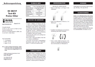 Hanna HI3831F Testkit Freies Chlor Gebrauchsanleitung deutsch als PDF-Datei zum herunterladen und ausdrucken