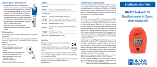 Die Bedienungsanleitung vom Mini-Photometer HI702 für Kupfer hoch als PDF-Datei zum herunterladen und ausdrucken.